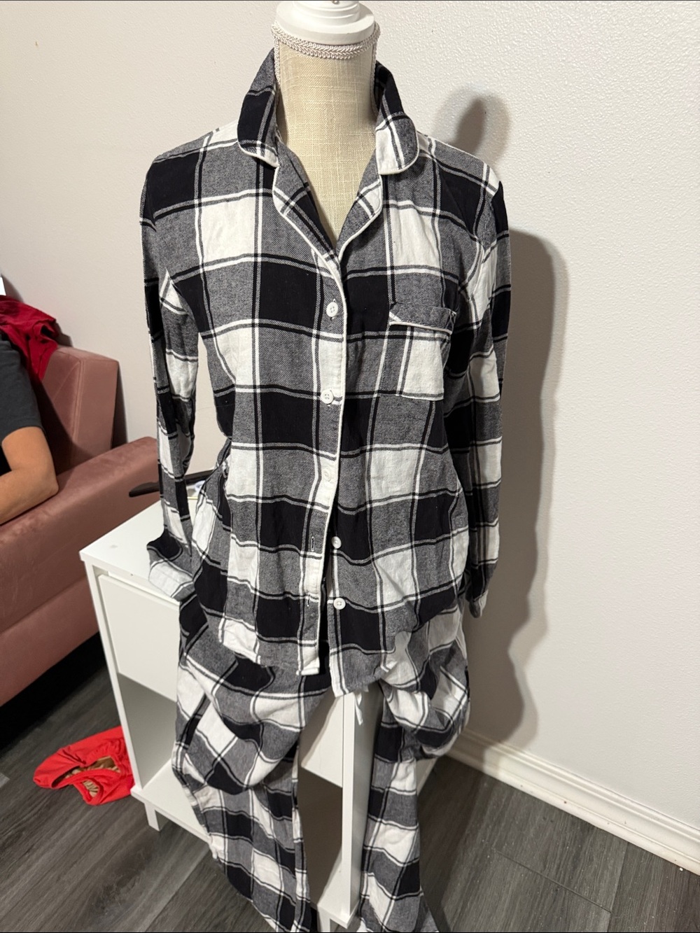 Sonoma Black & White Plaid Button-Up Pajama Set